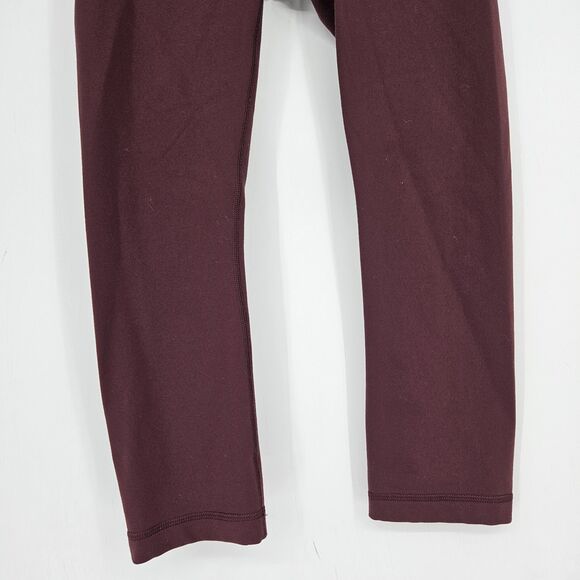 Lululemon Pants Womens 4 Wunder Under Crop Maroon Athletic Gym Leisure Yoga - Picture 3 of 9